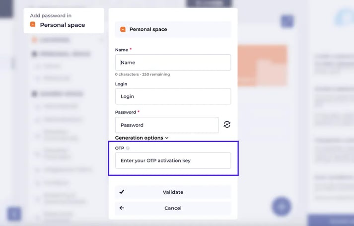 Champ OTP dans votre interface LockPass