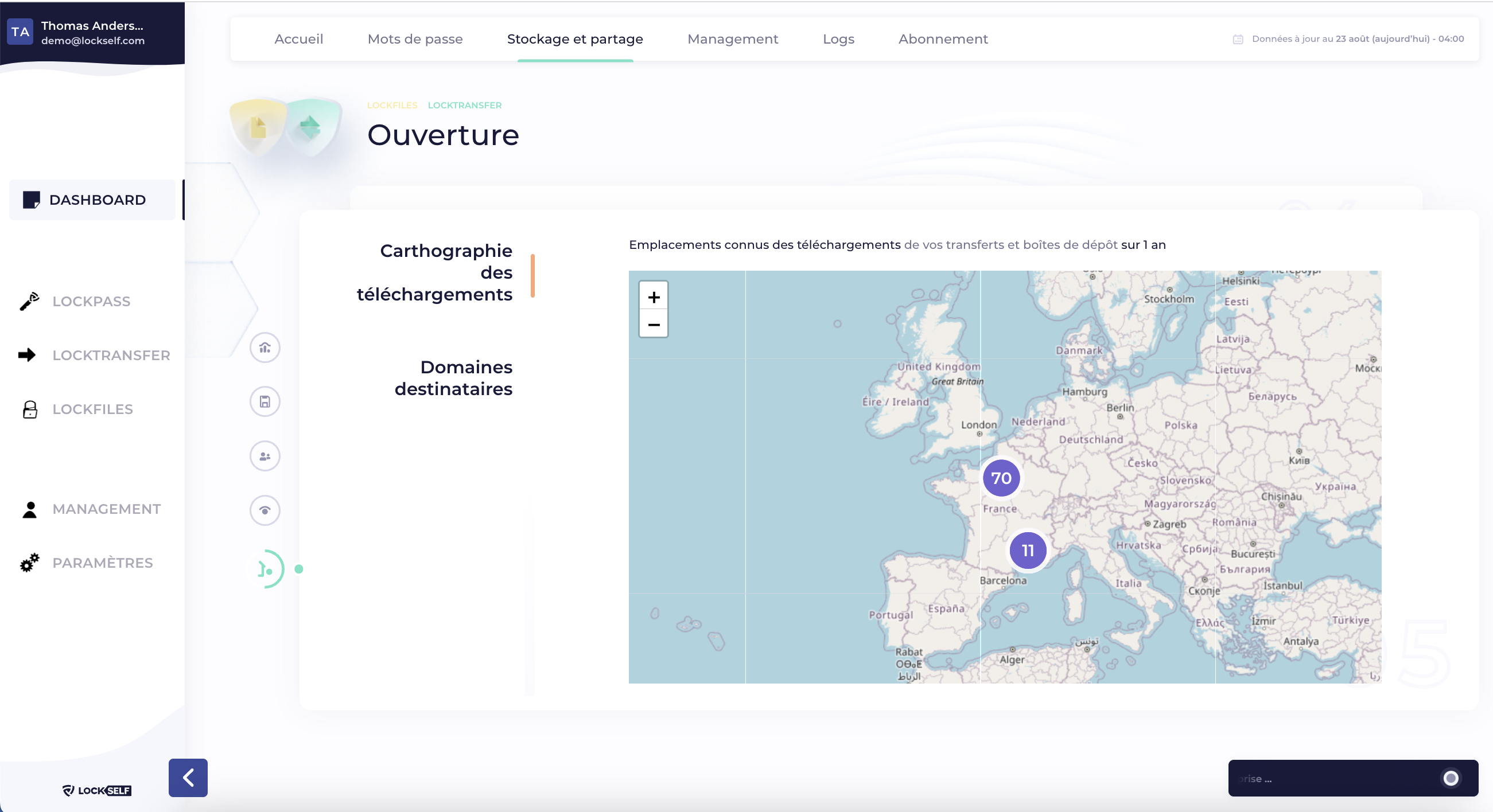 Vue LockFiles / LockTransfer dashboard LockSelf